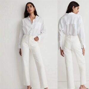 New Madewell The Perfect Vintage Jeans High Rise White Raw Hem Jeans Size 29
